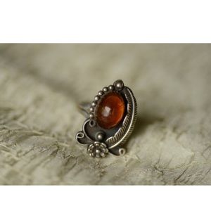 Vintage boho amber ring